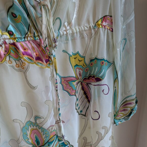 Beautiful Butterfly Multi-Colored Swim Beach Coverup / Sheer Top – Size XL - Picture 6 of 12